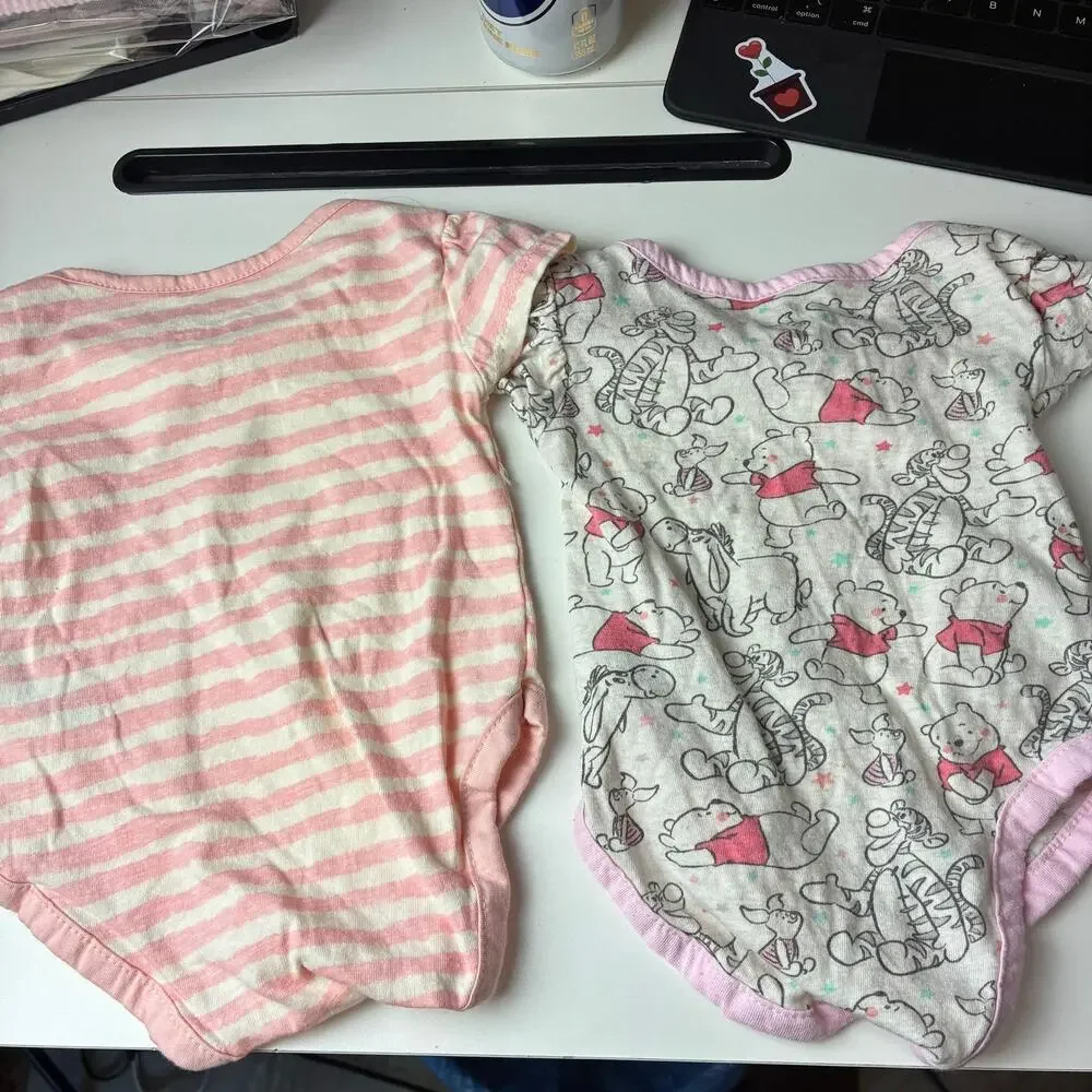 Disney Baby Girl Winnie The Pooh Short Sleeve Bodysuits Lot of 2 Size 3-6mo Pink